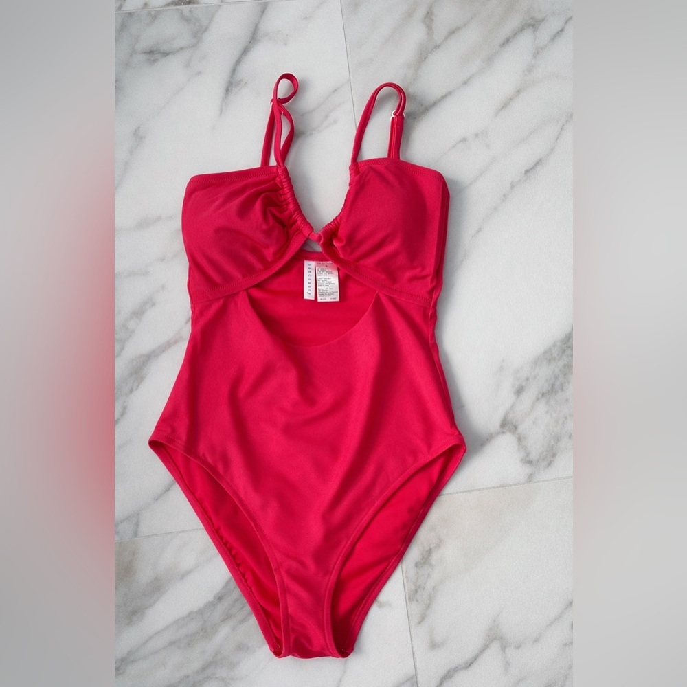 Sanctuary Hot Pink One-Piece Swimsuit | Ruched Bust | Size S
